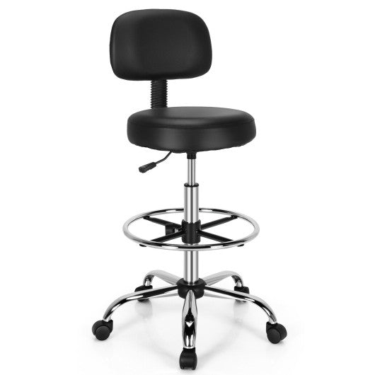 Swivel Drafting Chair with Retractable Mid Back and Adjustable Foot Ring-Black Cheap