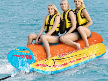 3-Person Inflatable Banana Boat with 3 EVA-padded Seats and Handles Online Sale