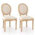 Rubber Wood Kitchen French Dining Chair Set of 2 with Sponge Padding and Round Backrest-Beige Online