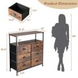 2-Tier Storage Chest with Wooden Top and 6 Fabric Drawers-Rustic Brown Fashion