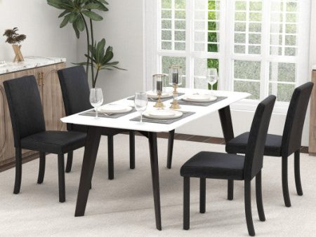 Dining Chair Set of 4 Upholstered Kitchen Dinette Chairs with Wood Frame-Black For Discount