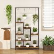 6-Tier Tall Plant Stand 71  Metal Indoor Plant Shelf with 10 Hanging Hooks-Rustic Brown For Discount