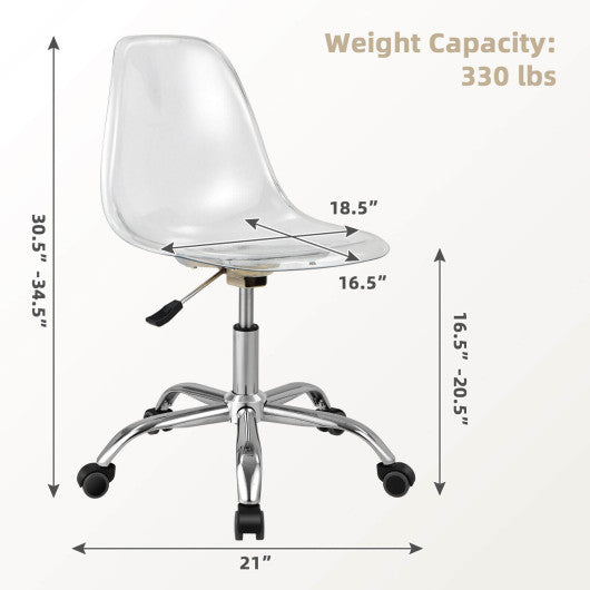 Swivel Acrylic Armless Adjustable Height Office Chair Online now