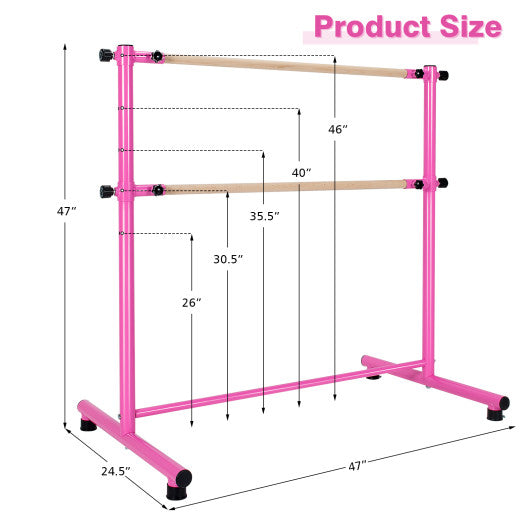 47 Inch Double Ballet Barre with Anti-Slip Footpads-Pink Online