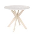 36-Inch Mid Century Modern Kitchen Table with Faux Marble Tabletop and Solid Rubber Wood Legs-White Online Sale