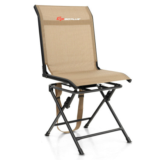 All-weather Outdoor Foldable 360-Degree Swivel Chair with Iron Frame-Brown Online Hot Sale